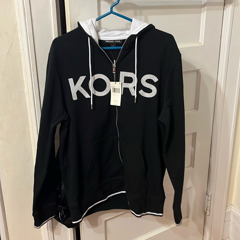 Micheal Kors zip hoodie. Black and white.